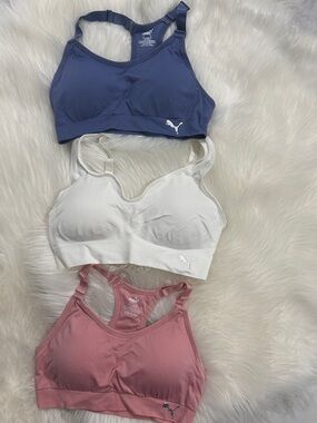 Puma Seamless Sports Bra Trio - Blue, White, Pink
